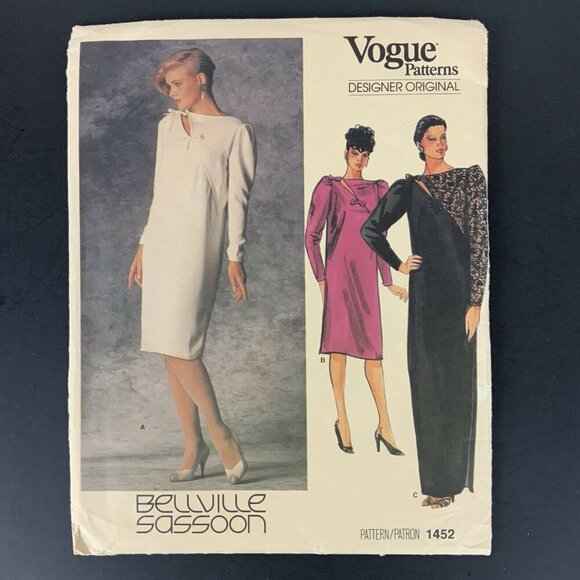 Vogue Designer Original 1452 Bellville Sassoon Dress Sewing Pattern Sz 10 Uncut - Picture 1 of 3